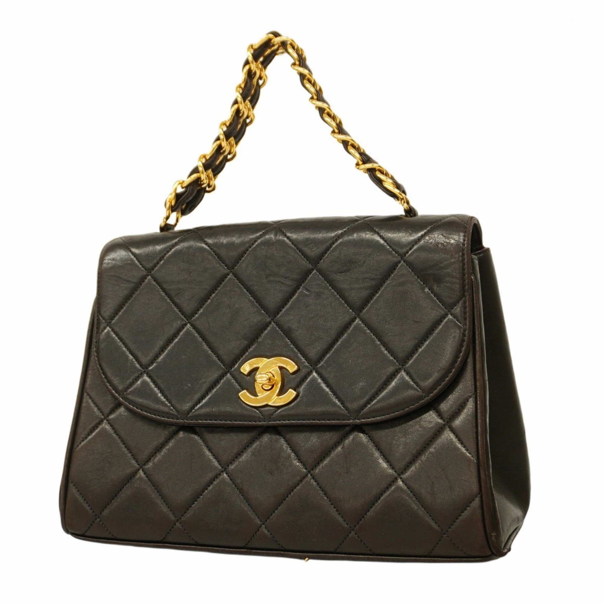 Chanel handbag, matelassé, lambskin, black, ladies