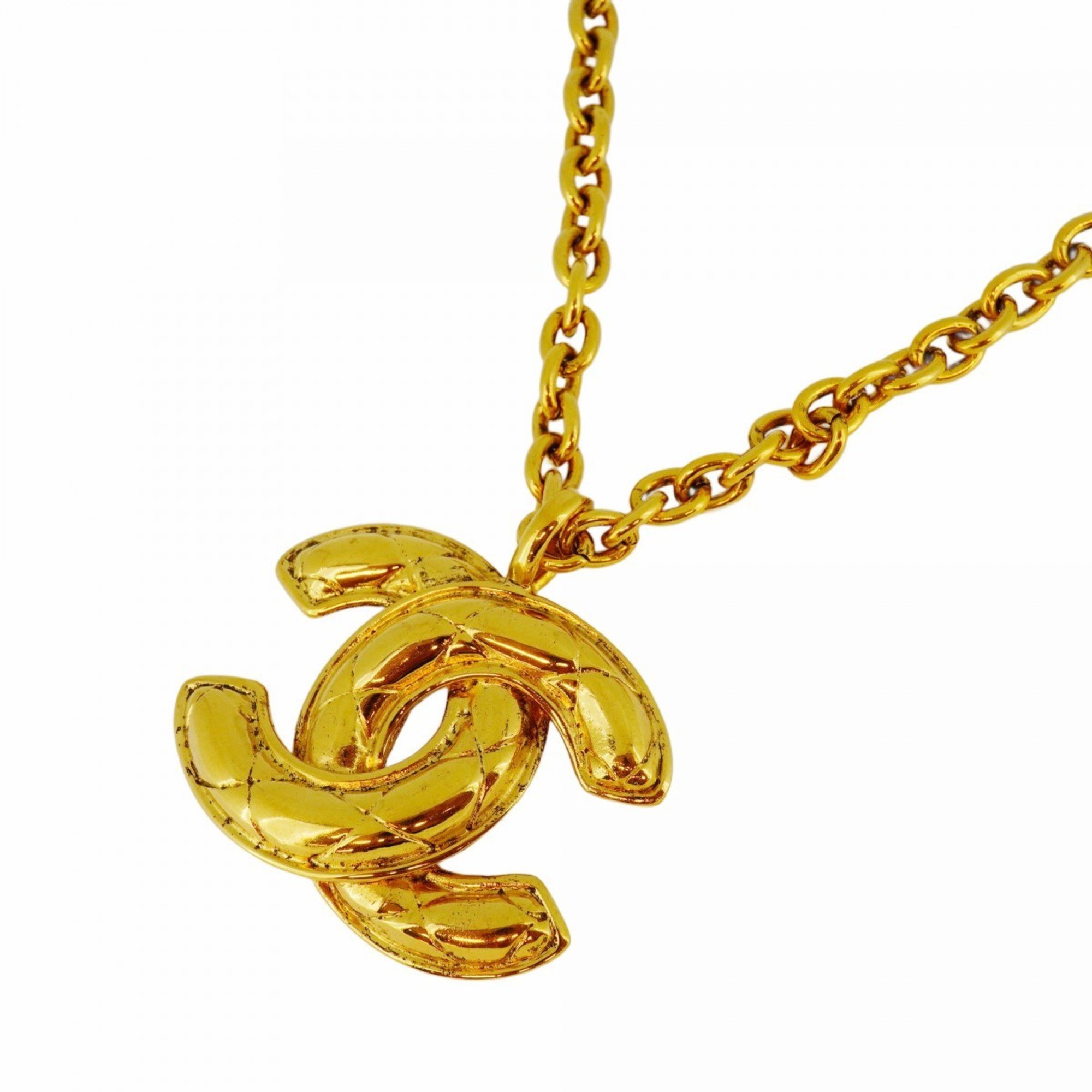 Chanel Necklace Coco Mark Matelasse GP Plated Gold Ladies