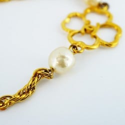 Chanel Bracelet Coco Mark Clover Fake Pearl GP Plated Gold Ladies