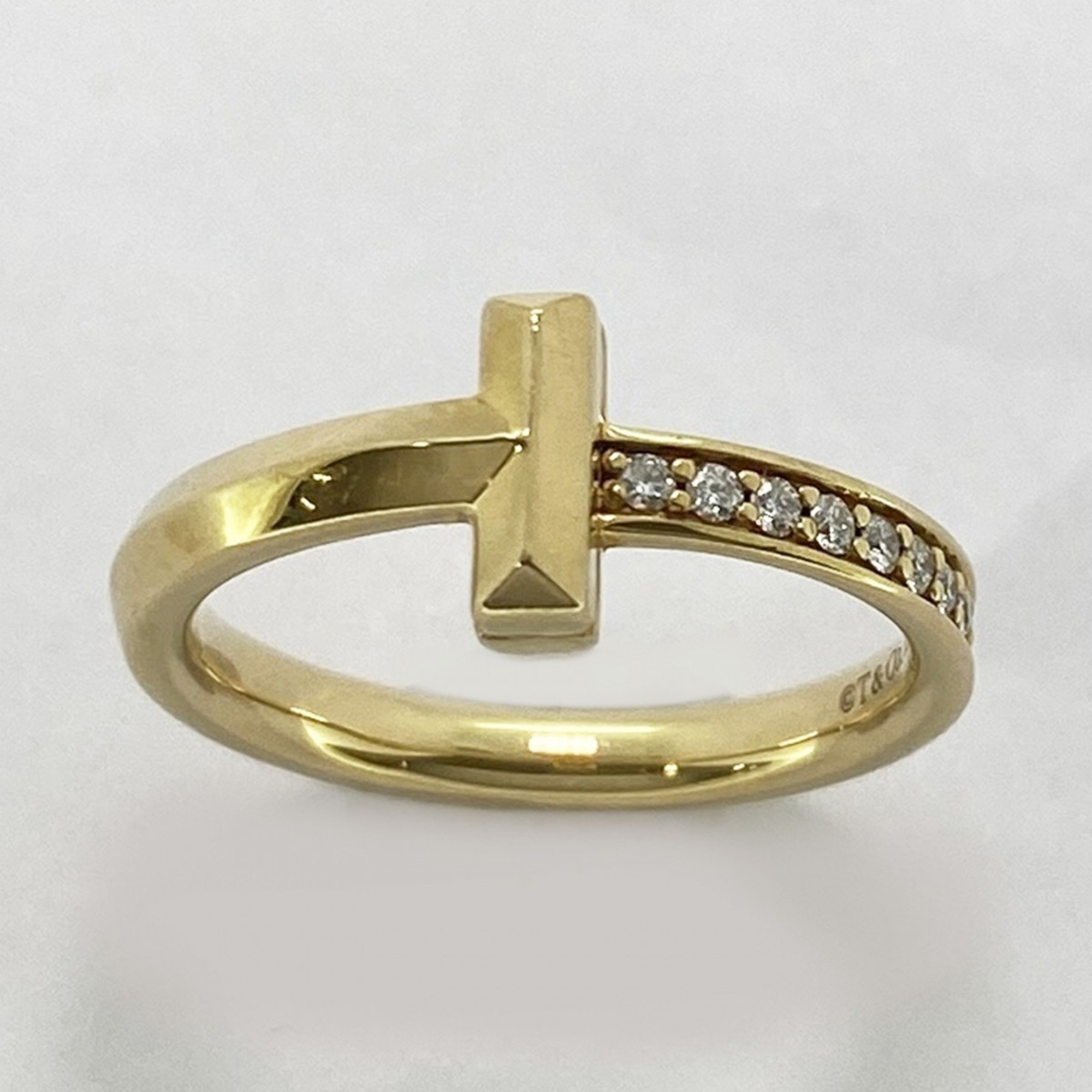 Tiffany ring T One diamond K18YG yellow gold size 9.5 for women