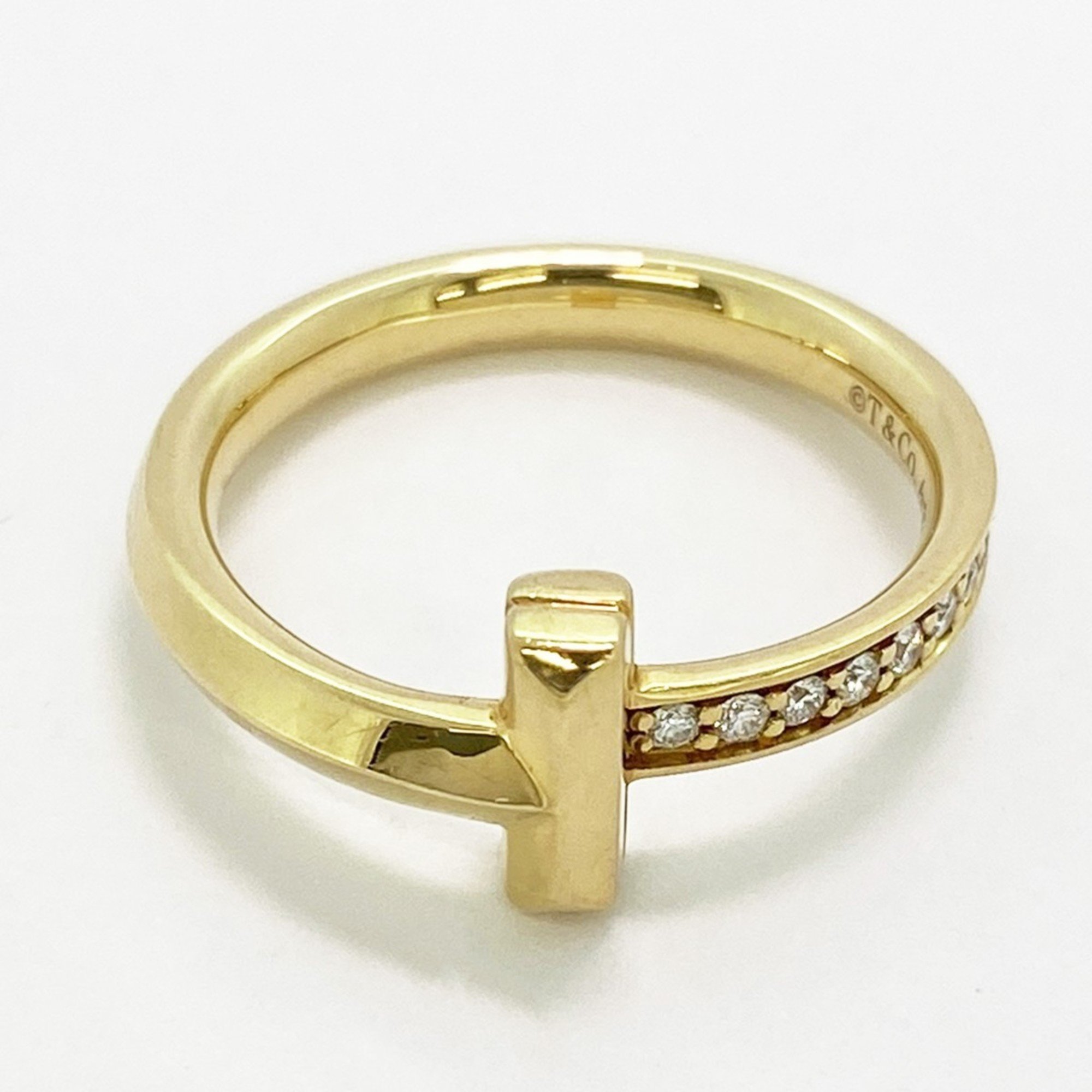 Tiffany ring T One diamond K18YG yellow gold size 9.5 for women