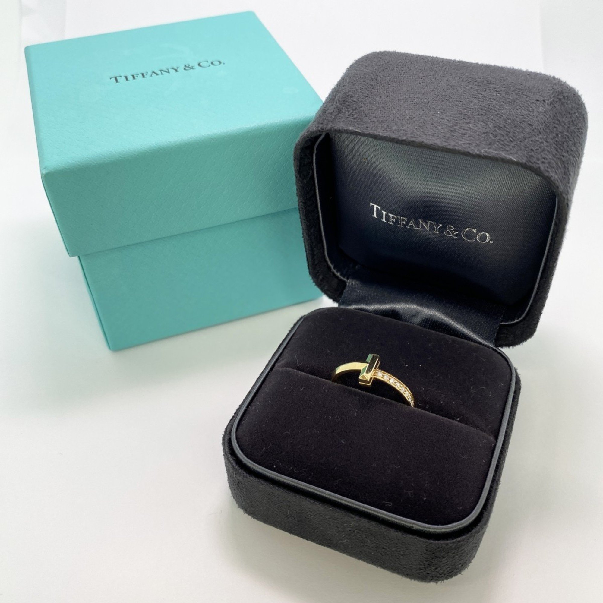 Tiffany ring T One diamond K18YG yellow gold size 9.5 for women