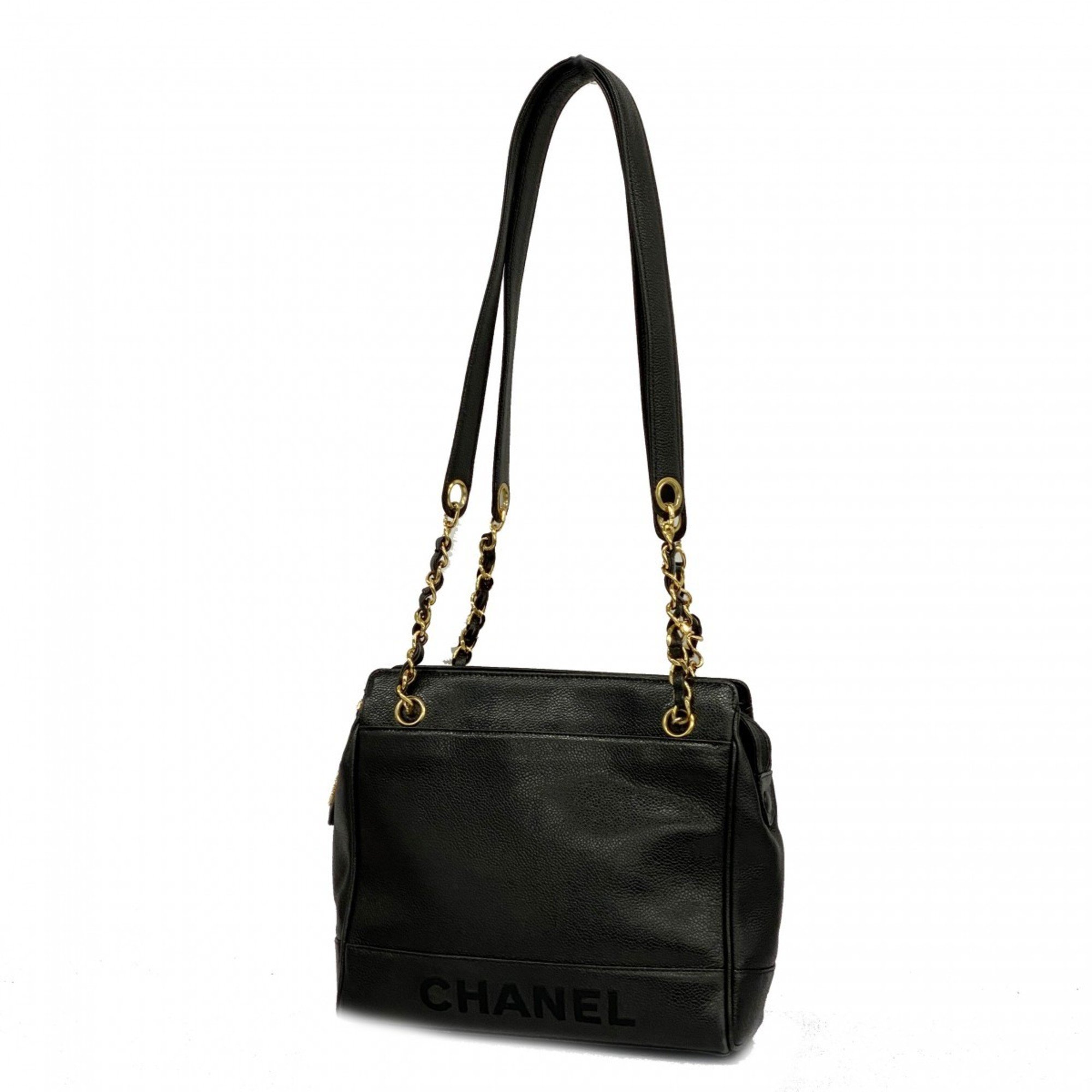 Chanel Shoulder Bag Caviar Skin Black Women's