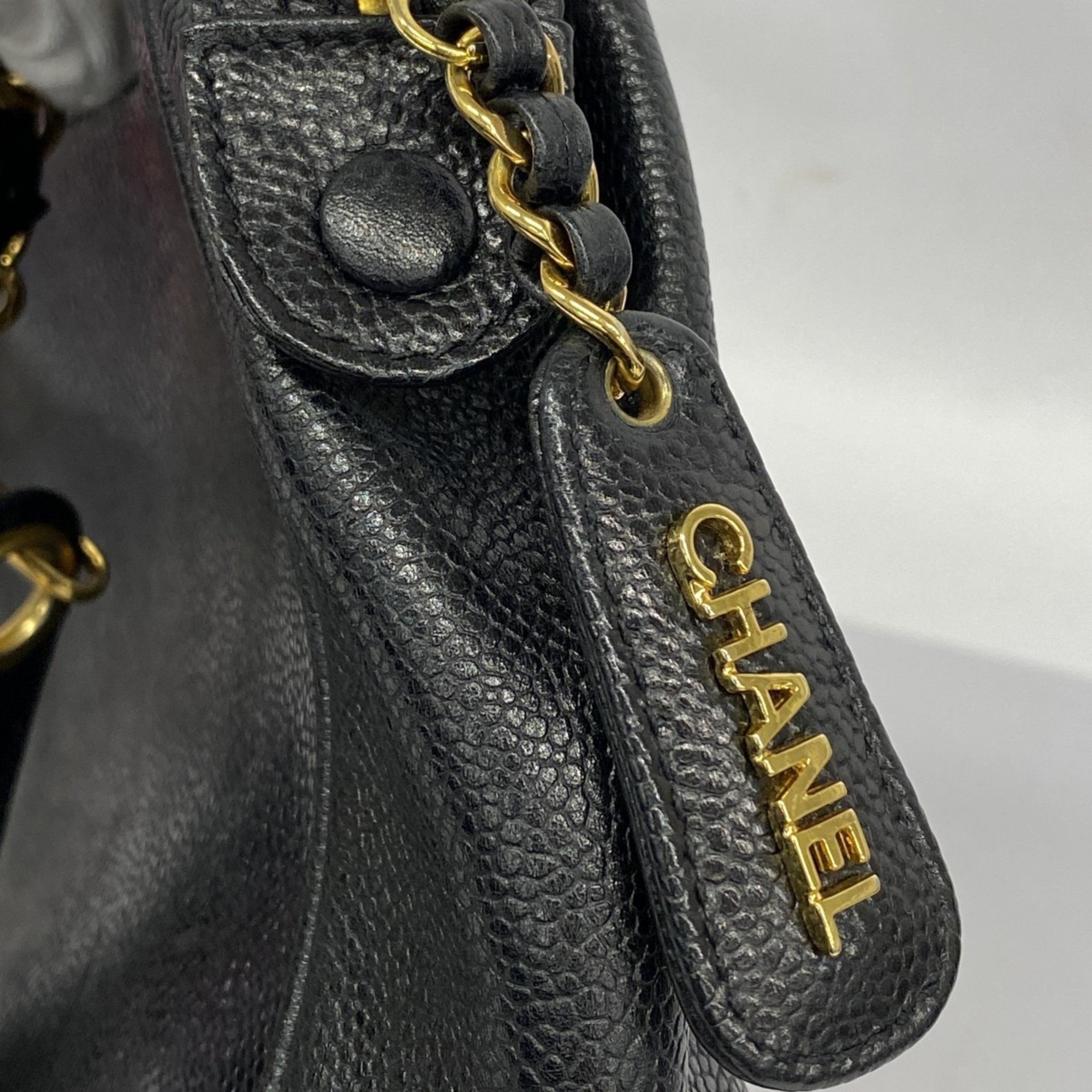 Chanel Shoulder Bag Caviar Skin Black Women's