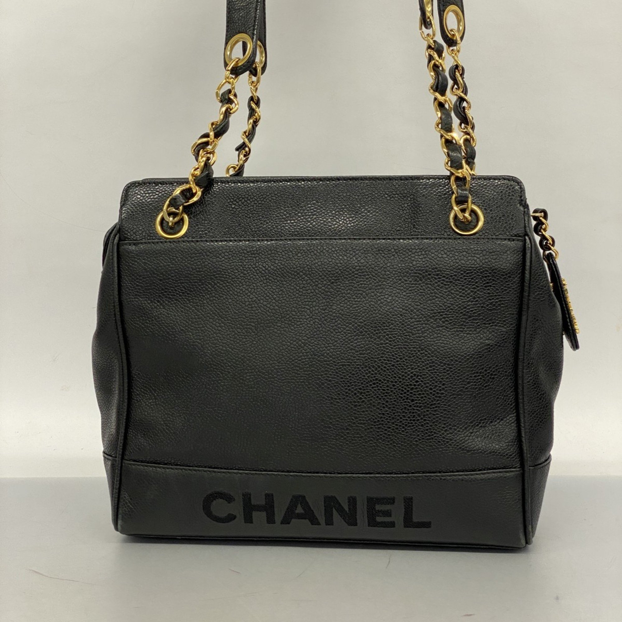 Chanel Shoulder Bag Caviar Skin Black Women's