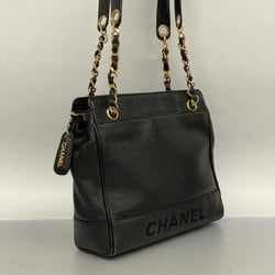 Chanel Shoulder Bag Caviar Skin Black Women's