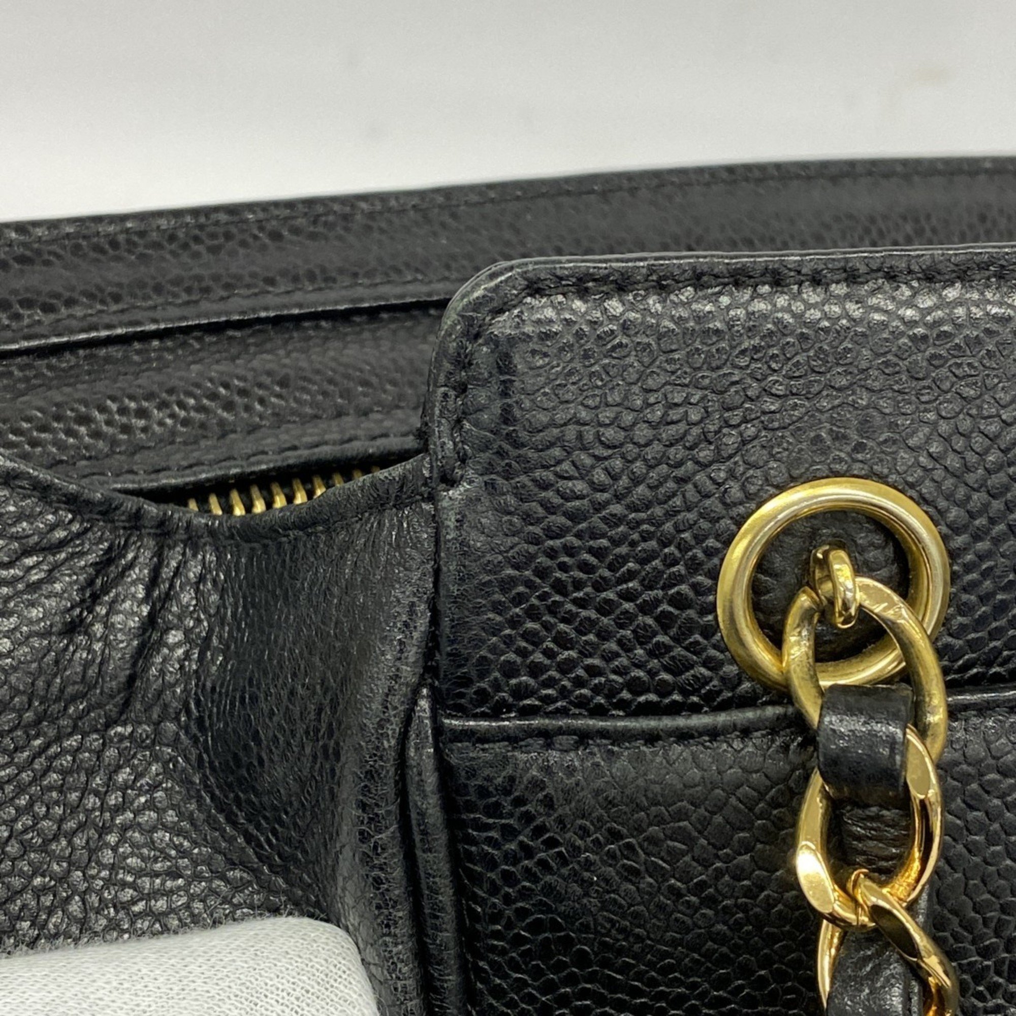 Chanel Shoulder Bag Caviar Skin Black Women's