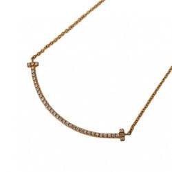 Tiffany Necklace T Smile Small Diamond K18YG Yellow Gold Ladies