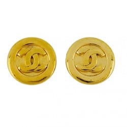 Chanel Earrings Coco Mark Circle GP Plated Gold Ladies