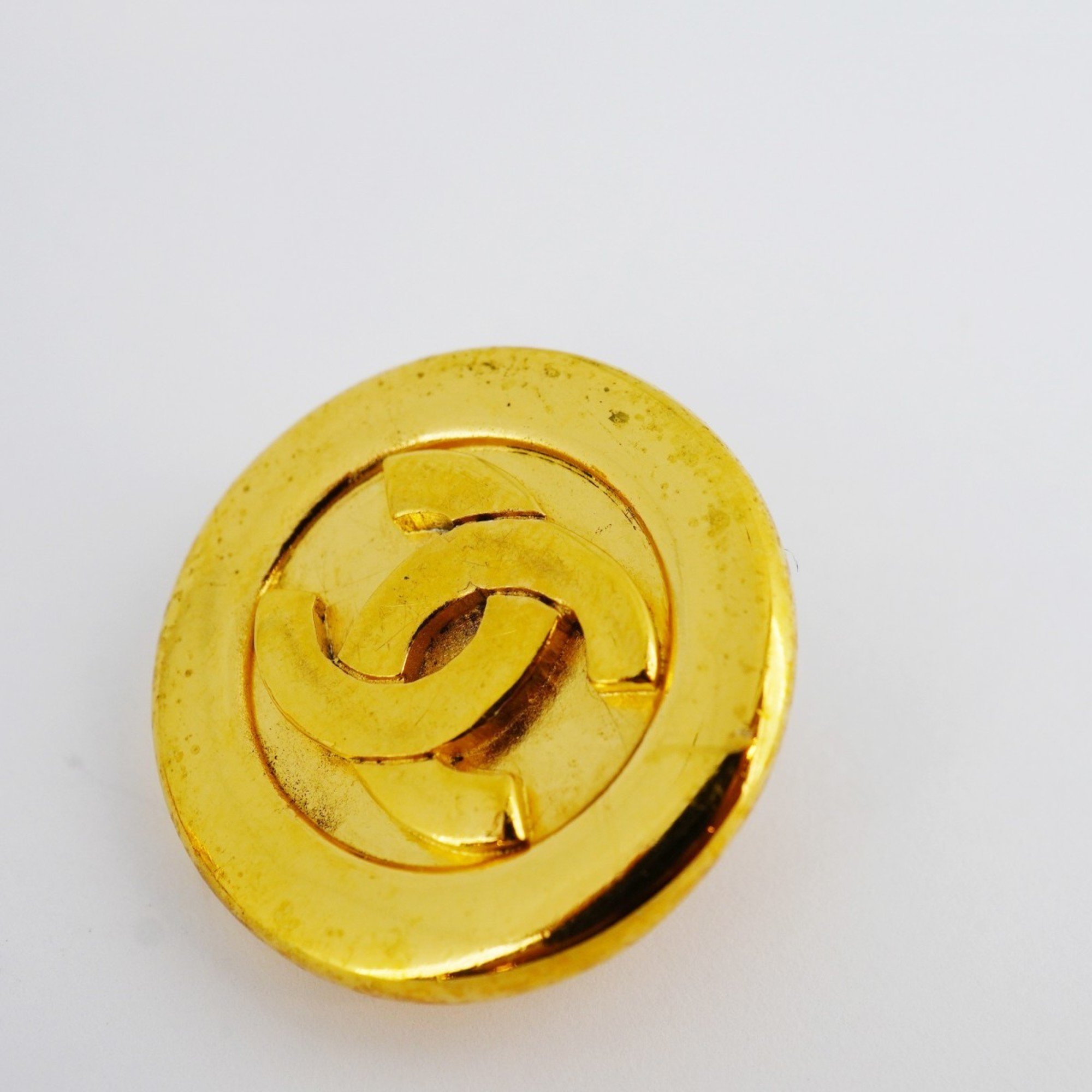 Chanel Earrings Coco Mark Circle GP Plated Gold Ladies