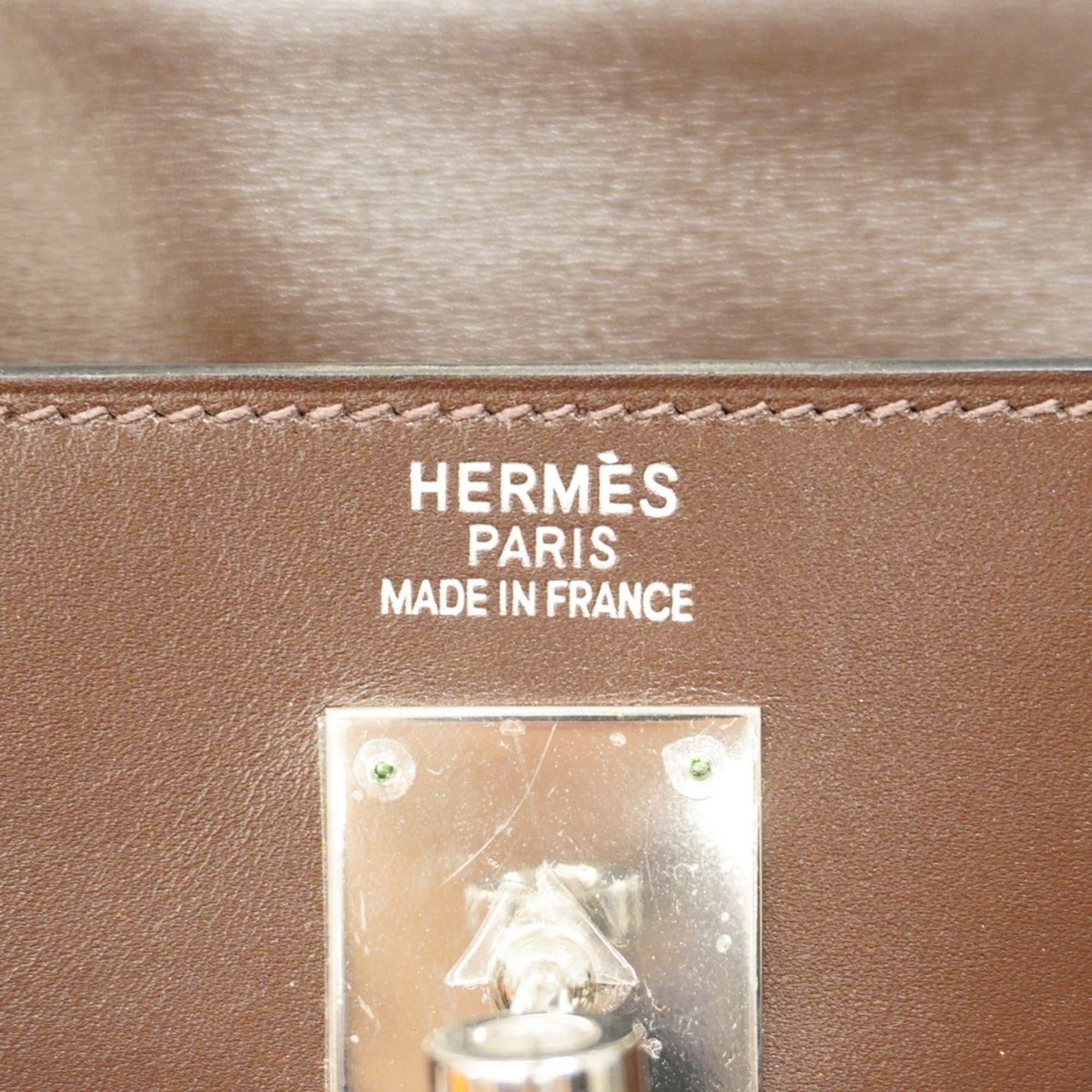 Hermes handbag Kelly Raki 40 box calf Toile Officier Havana J stamp ladies