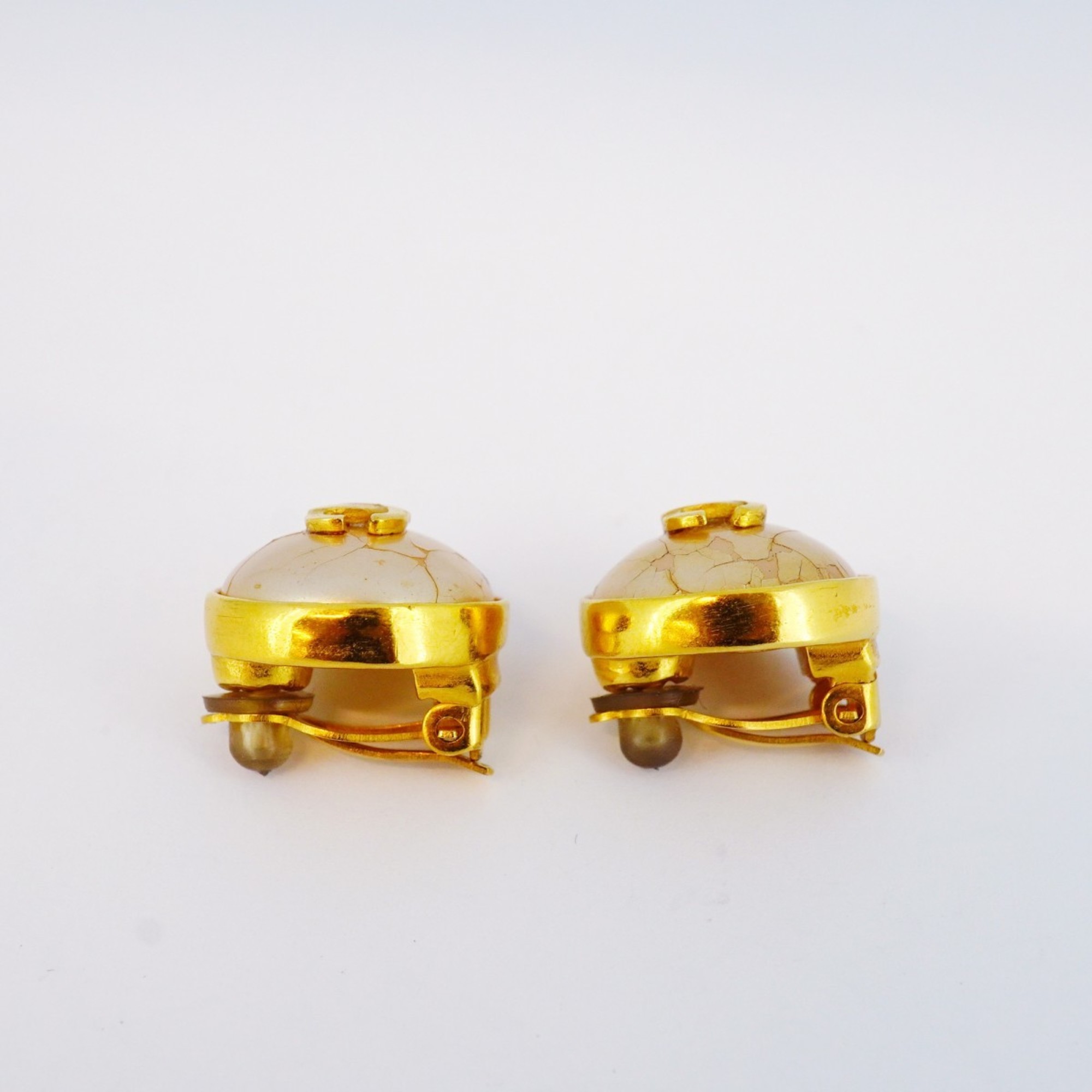 Chanel Earrings Coco Mark Circle GP Plated Gold Ladies