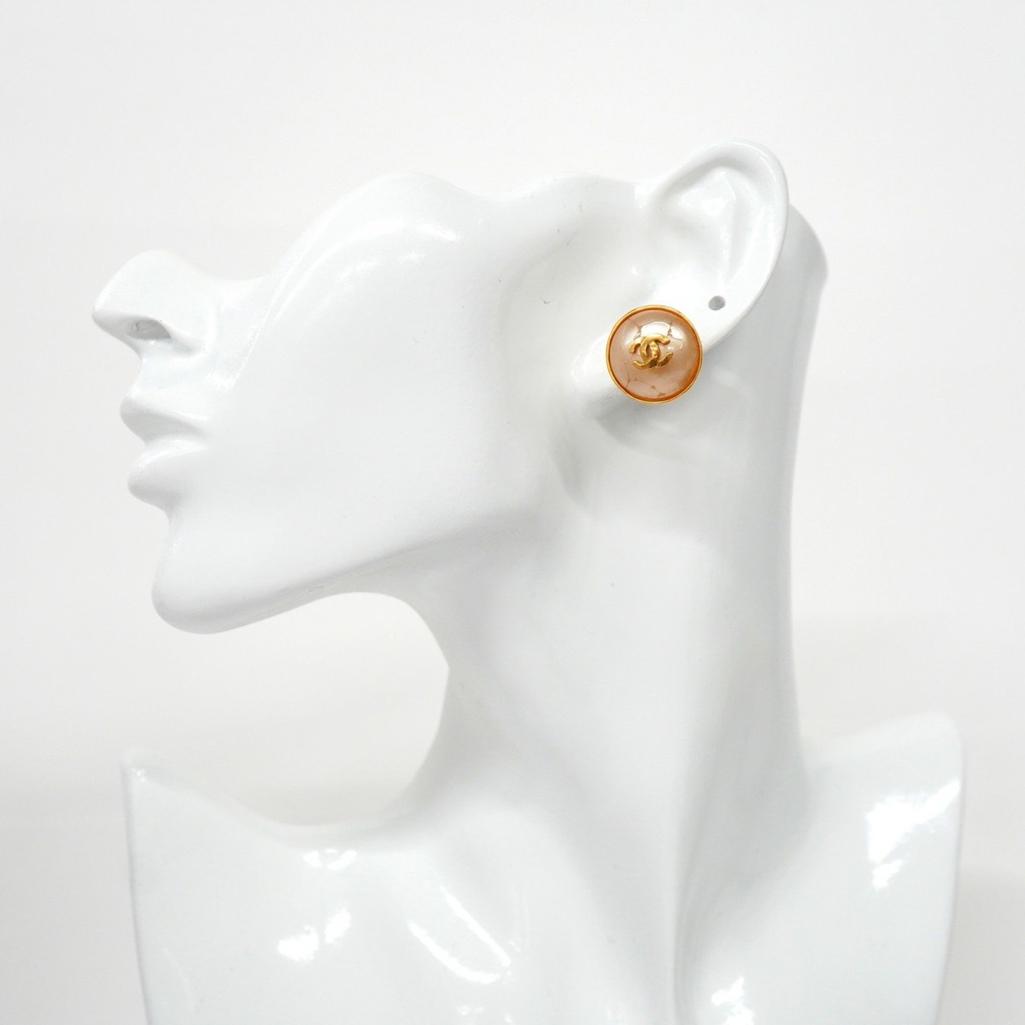 Chanel Earrings Coco Mark Circle GP Plated Gold Ladies