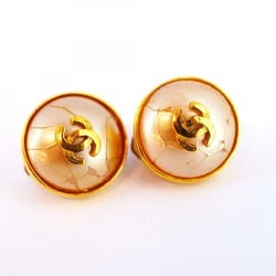 Chanel Earrings Coco Mark Circle GP Plated Gold Ladies