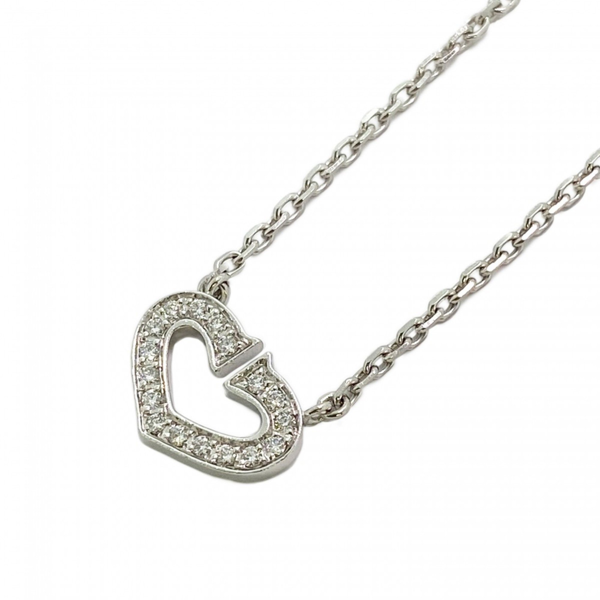 Cartier Necklace C Heart Diamond K18WG White Gold Ladies