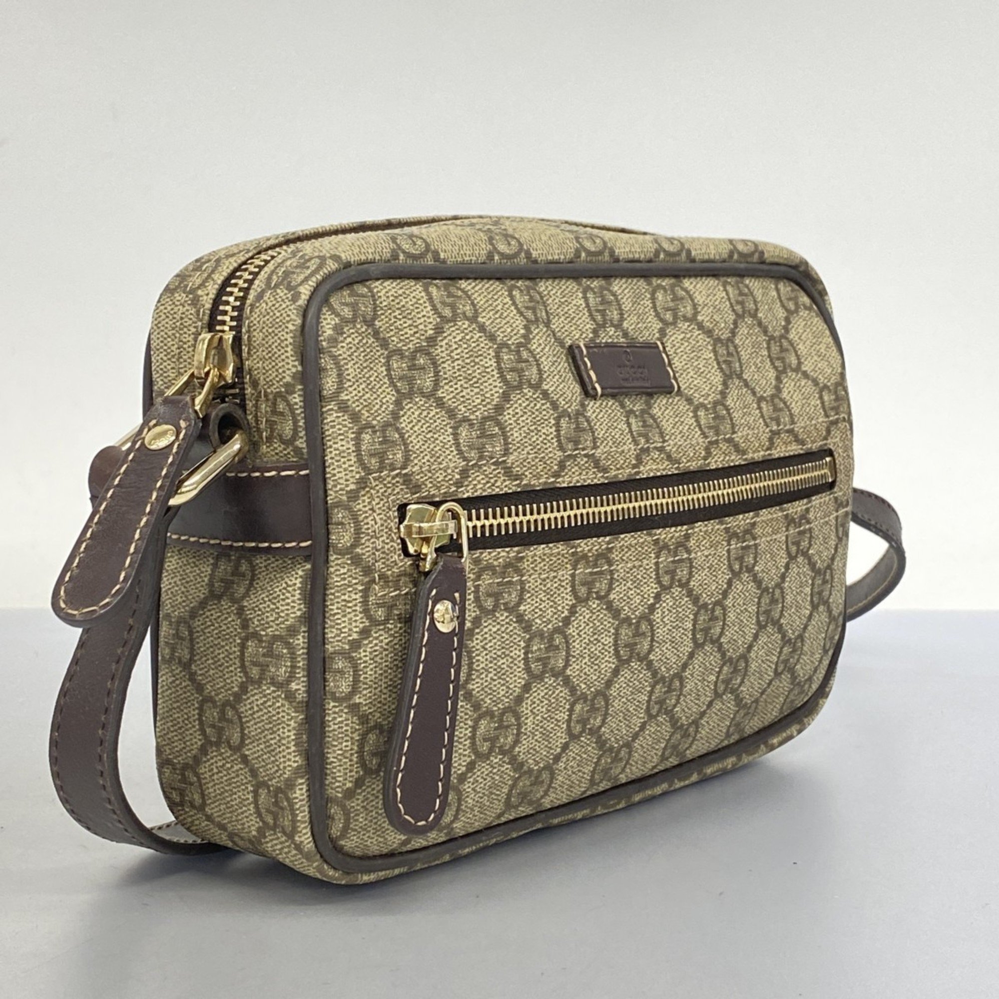 Gucci Shoulder Bag GG Supreme 201447 Brown Women's