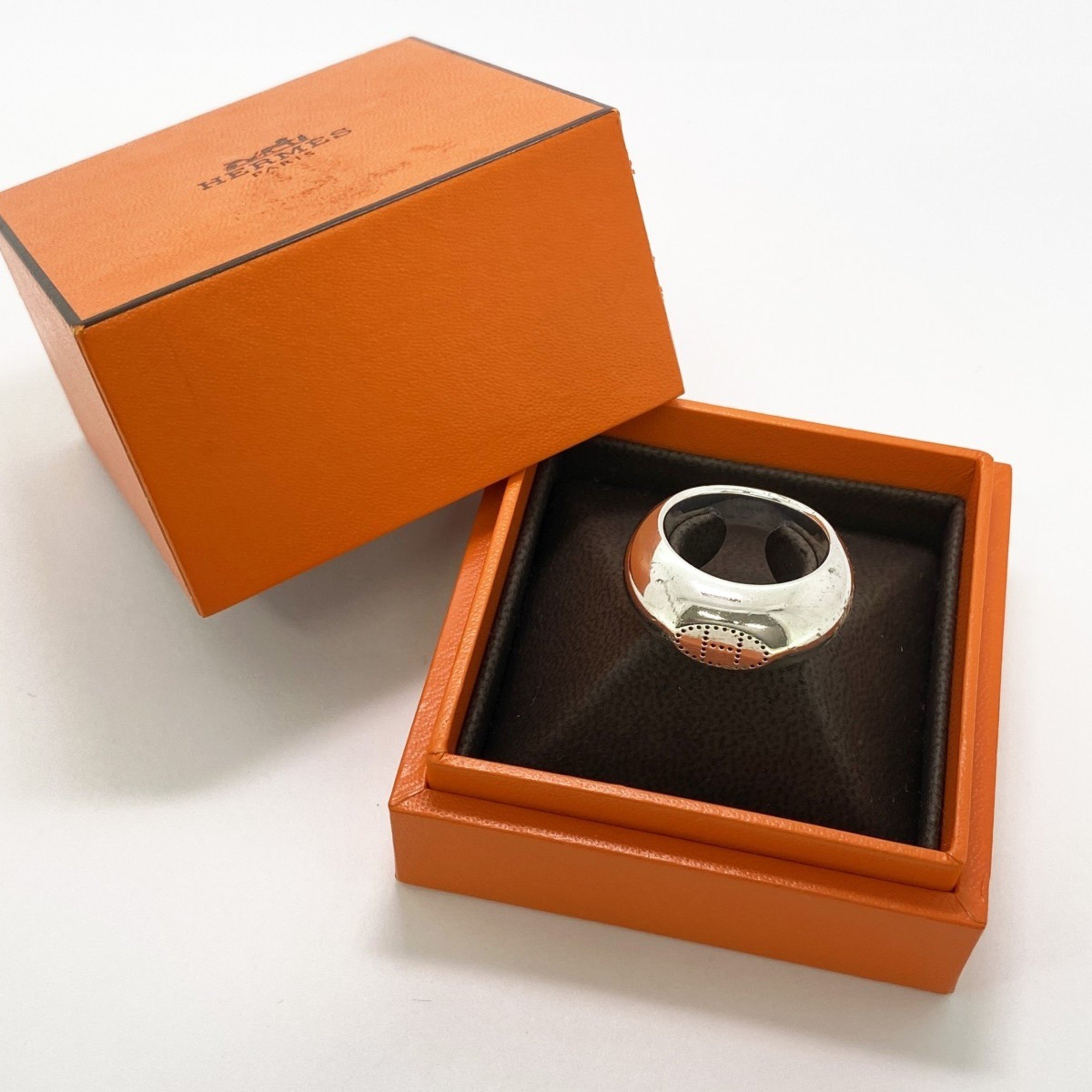 Hermes Ring Evelyn Eclipse Silver 925 #54 Men's Women's