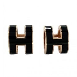 Hermes earrings Pop Ash GP plating black rose gold ladies