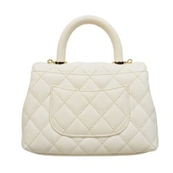 Chanel handbag Coco handle caviar skin white champagne ladies