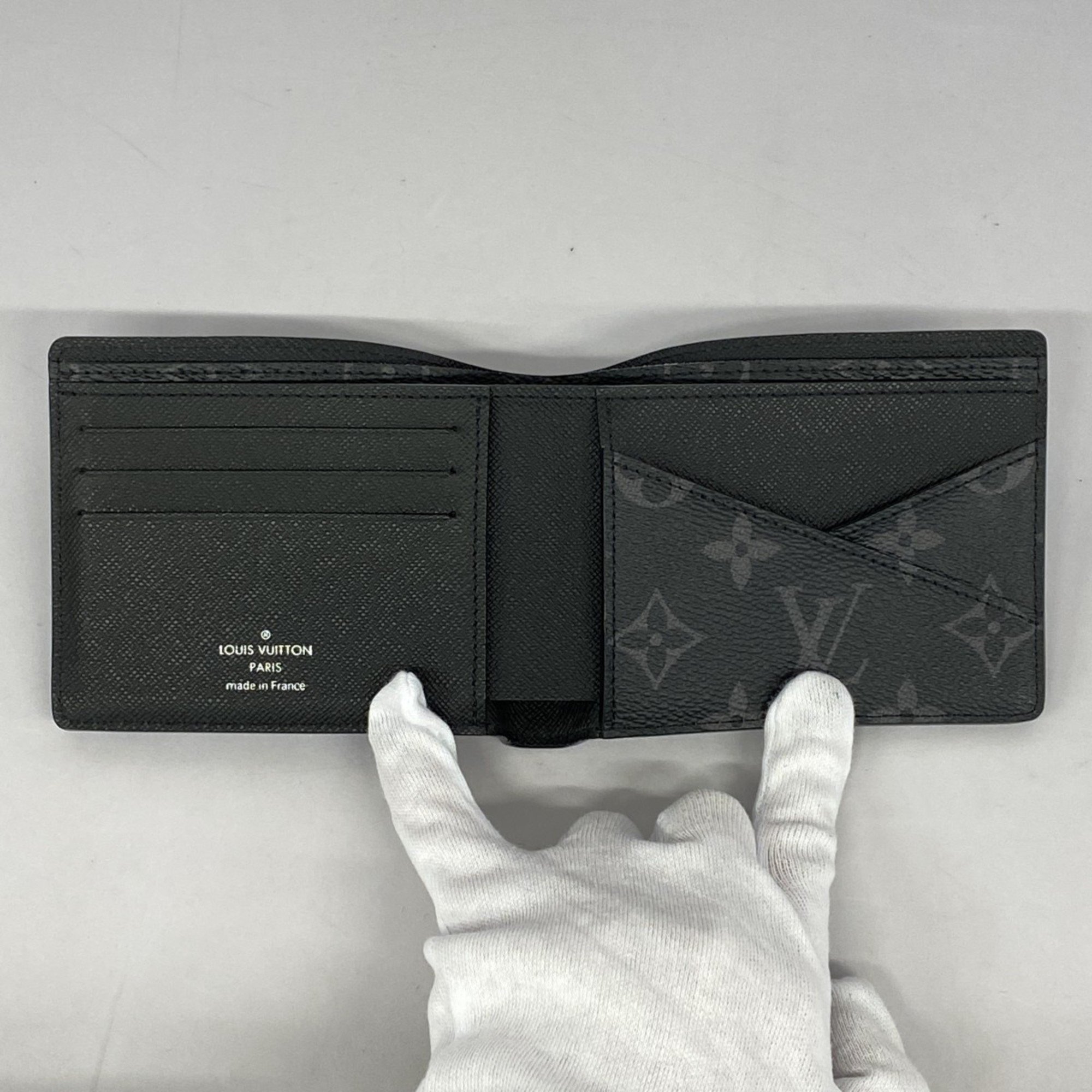 Louis Vuitton Wallet Epi Monogram Eclipse Portefeuille Multiple M80770 Blue Men's