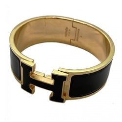 Hermes Bangle Click Clack GM GP Plated Gold Black Ladies