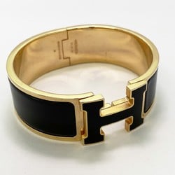 Hermes Bangle Click Clack GM GP Plated Gold Black Ladies