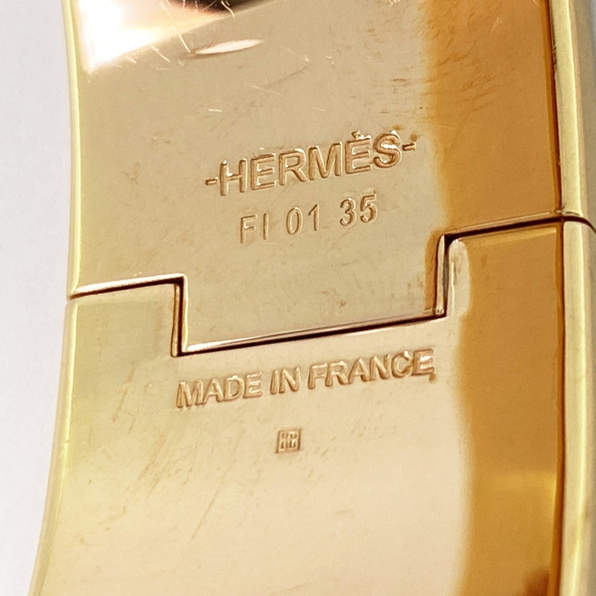 Hermes Bangle Click Clack GM GP Plated Gold Black Ladies