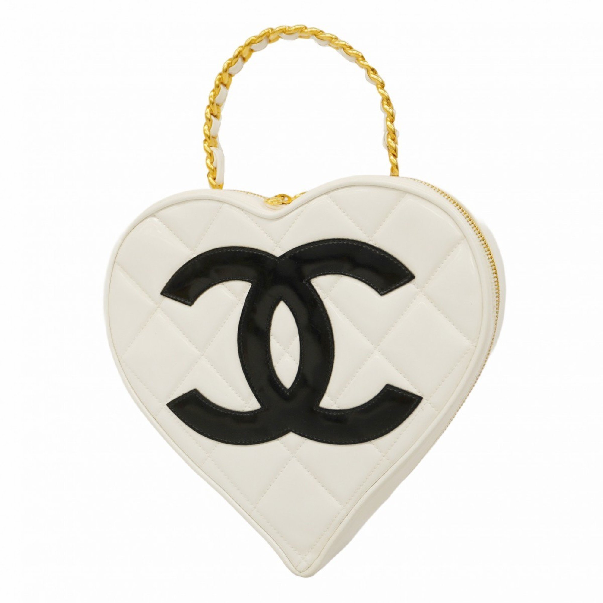 Chanel handbag Matelasse Heart leather white black ladies