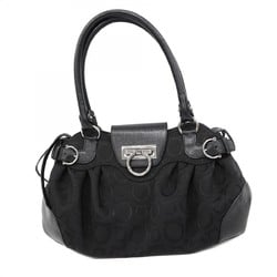 Salvatore Ferragamo Handbag Gancini Canvas Black Women's