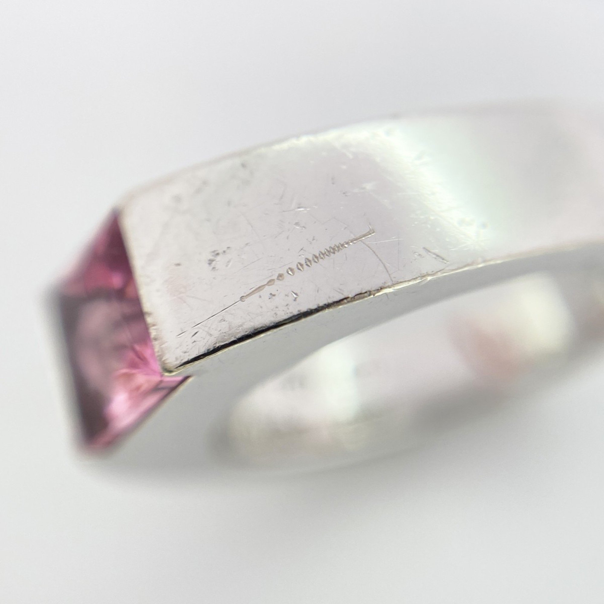 Cartier Tank Ring Pink Tourmaline K18WG White Gold #50 Ladies