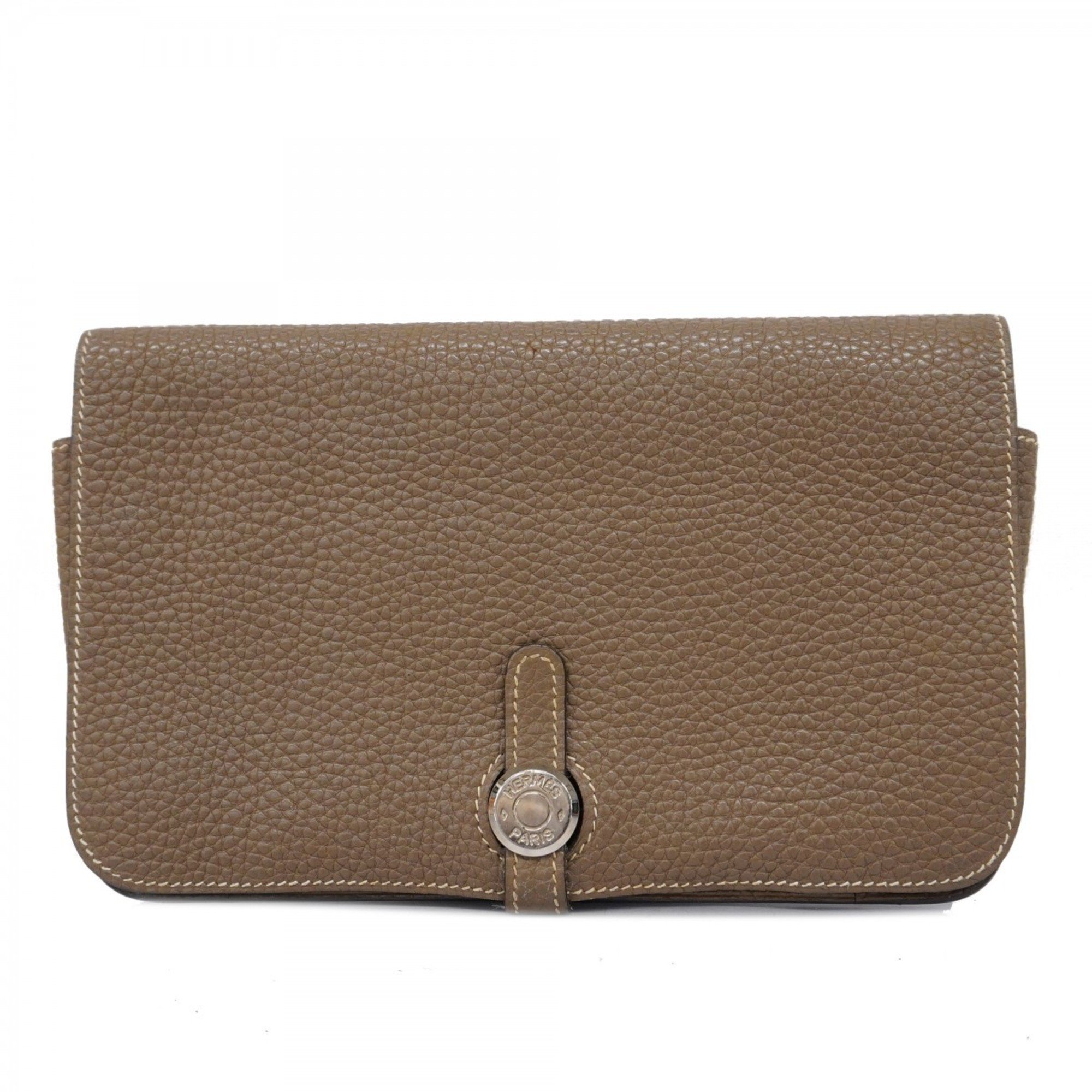 Hermes Long Wallet Dogon GM Togo Etoupe J Stamp Ladies