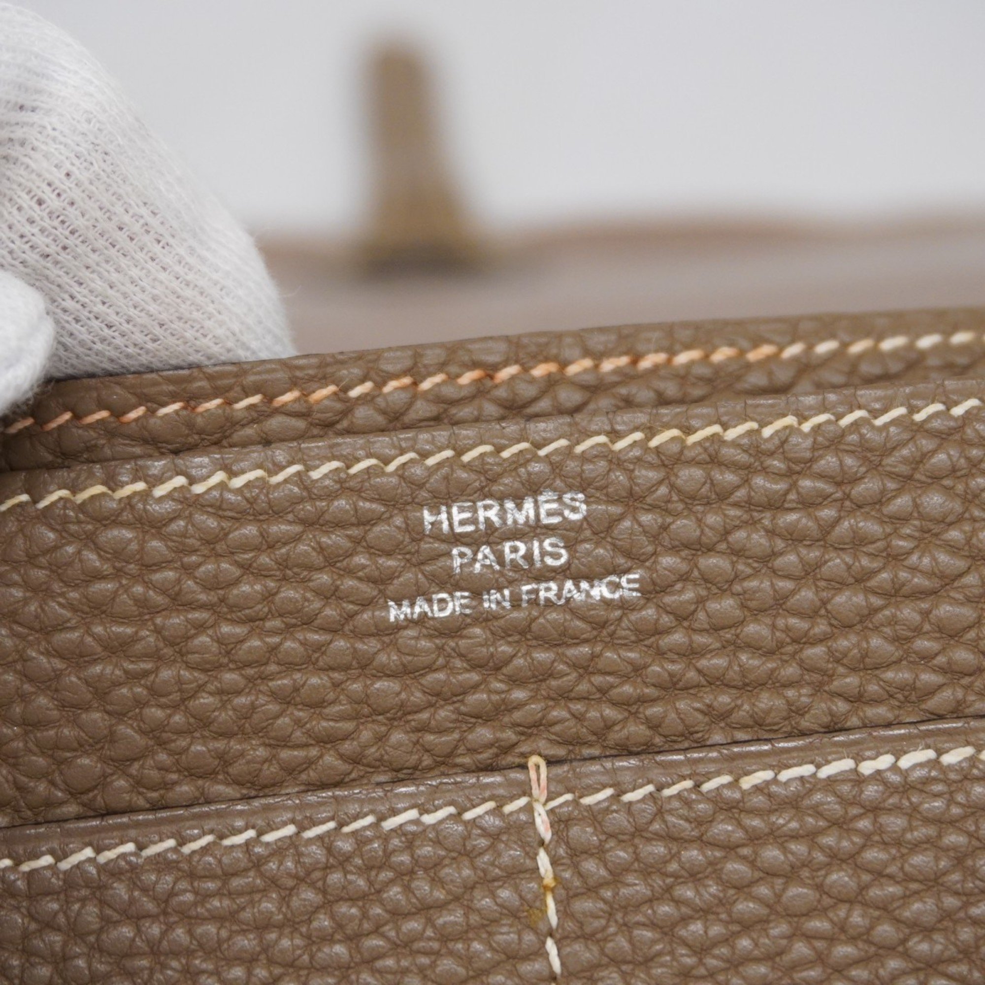 Hermes Long Wallet Dogon GM Togo Etoupe J Stamp Ladies