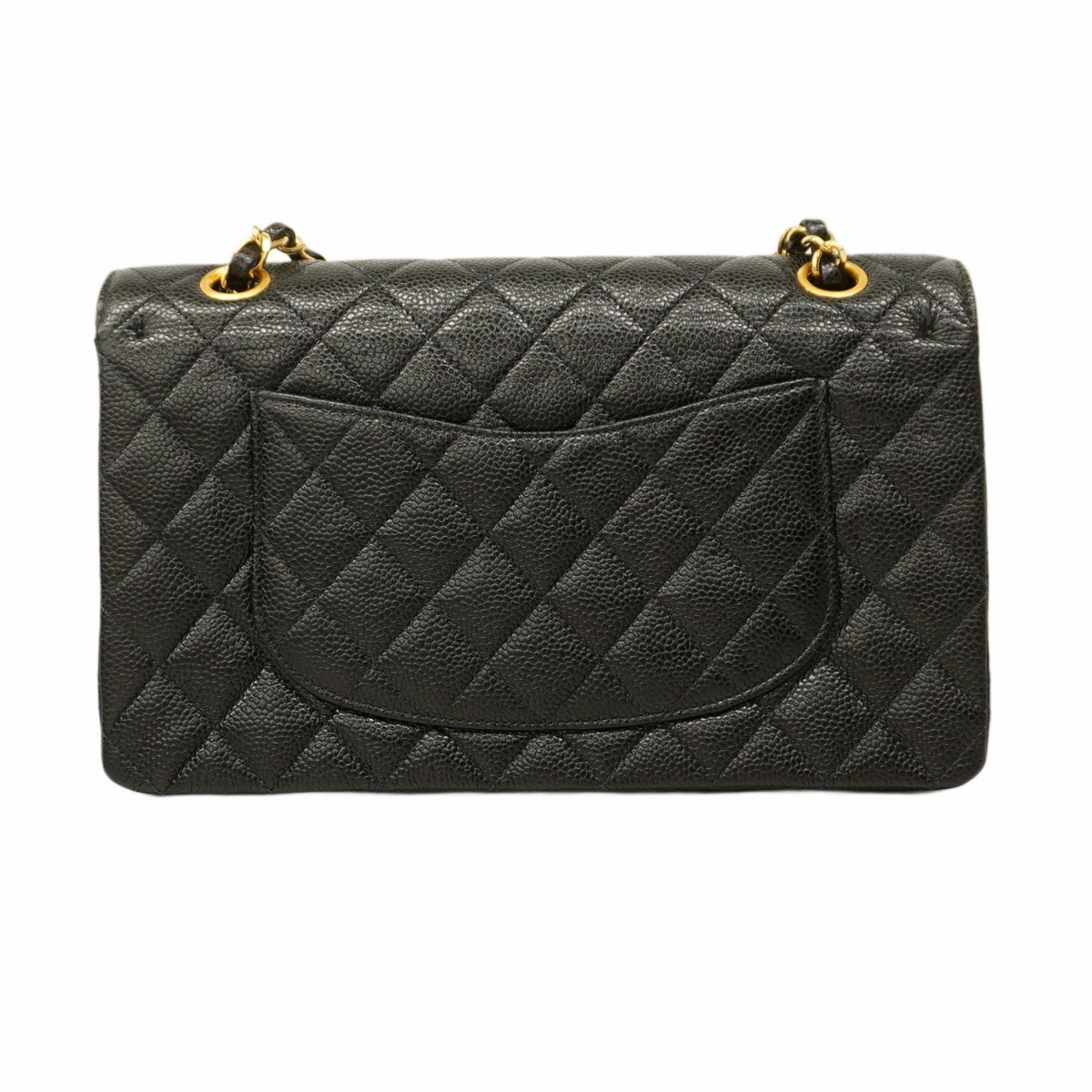 Chanel Shoulder Bag Matelasse Caviar Skin Black Women's