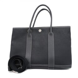 Hermes Tote Bag Garden TPM Toile Officier Black □I Engraved Ladies