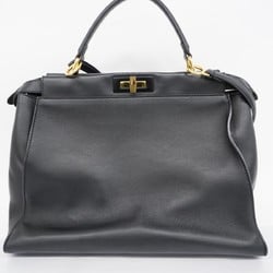 Fendi Peekaboo Leather Handbag Black Women's