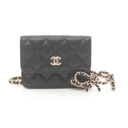 CHANEL Matelasse Chain Belt Bag, Waist Caviar Skin (Grained Calfskin), Women's, Black