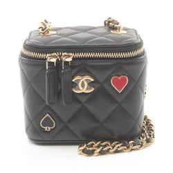 CHANEL Matelasse Small Vanity Bag Shoulder Lambskin (Sheepskin) Women's Black AP3078