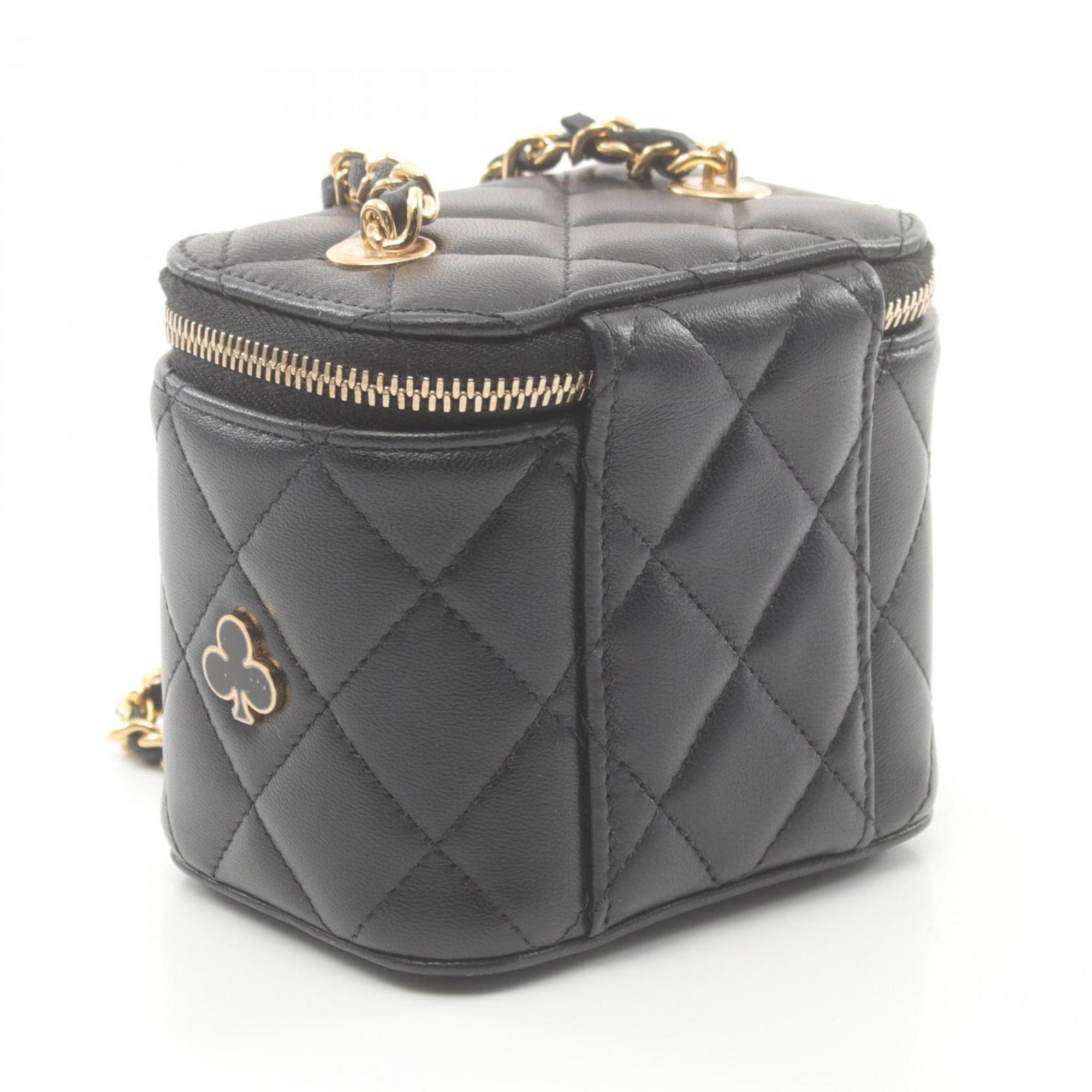 CHANEL Matelasse Small Vanity Bag Shoulder Lambskin (Sheepskin) Women's Black AP3078