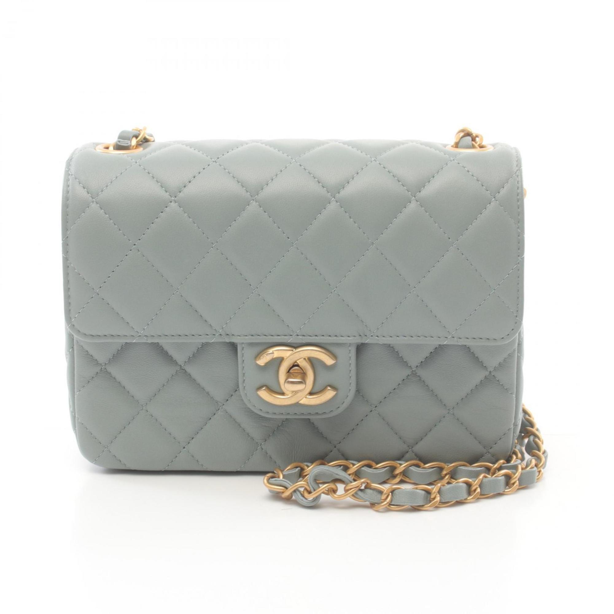 CHANEL Matelasse Shoulder Bag, Lambskin, Women's, Blue