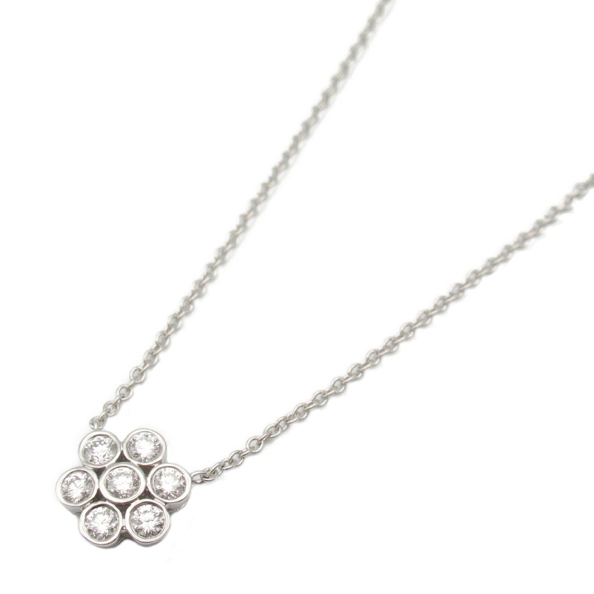 Tiffany & Co. Garden Flower Diamond Necklace, Pt950 Platinum, Diamond, Women's, Clear