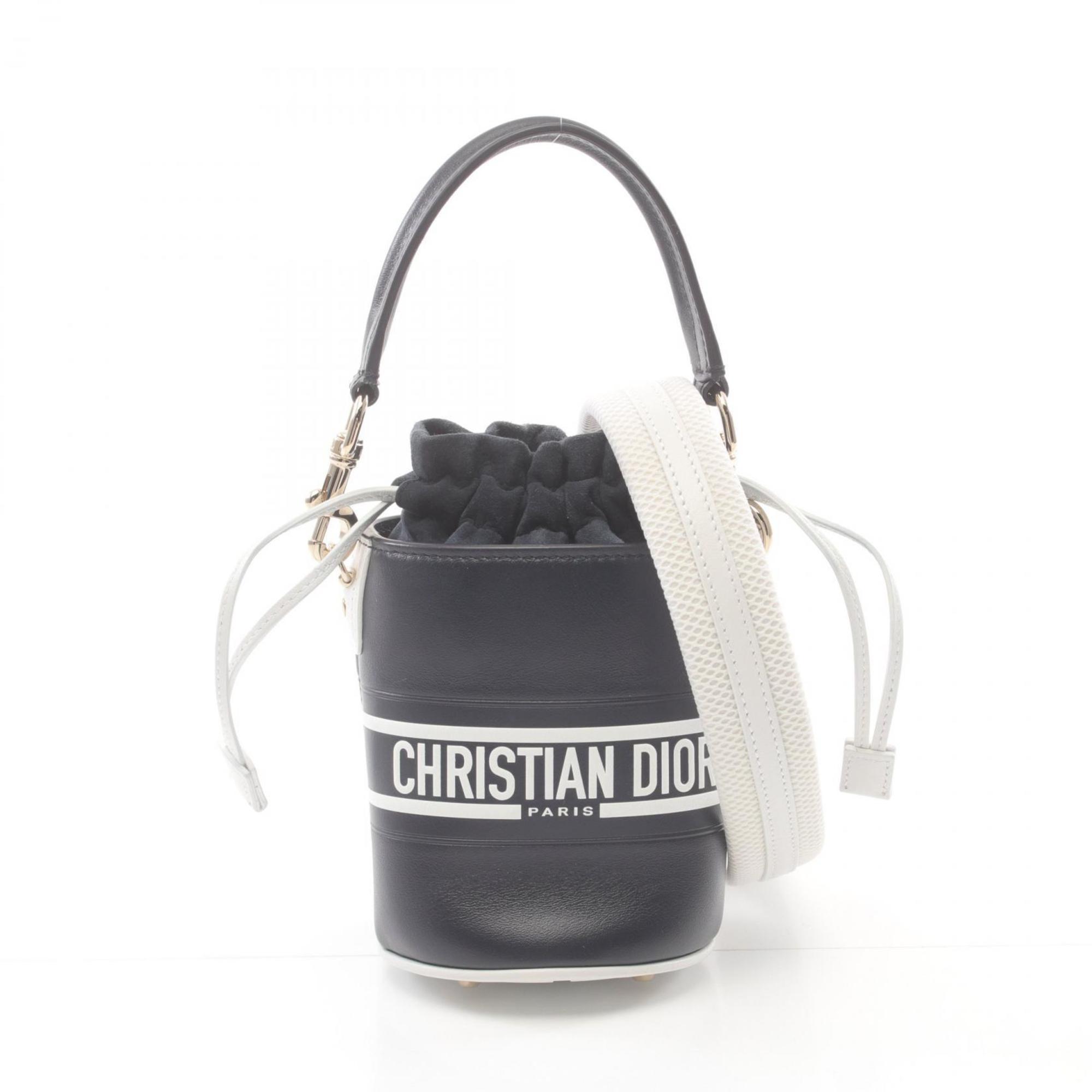 Christian Dior Dior Vibe Micro Bucket Handbag Bag Leather Women's Navy White