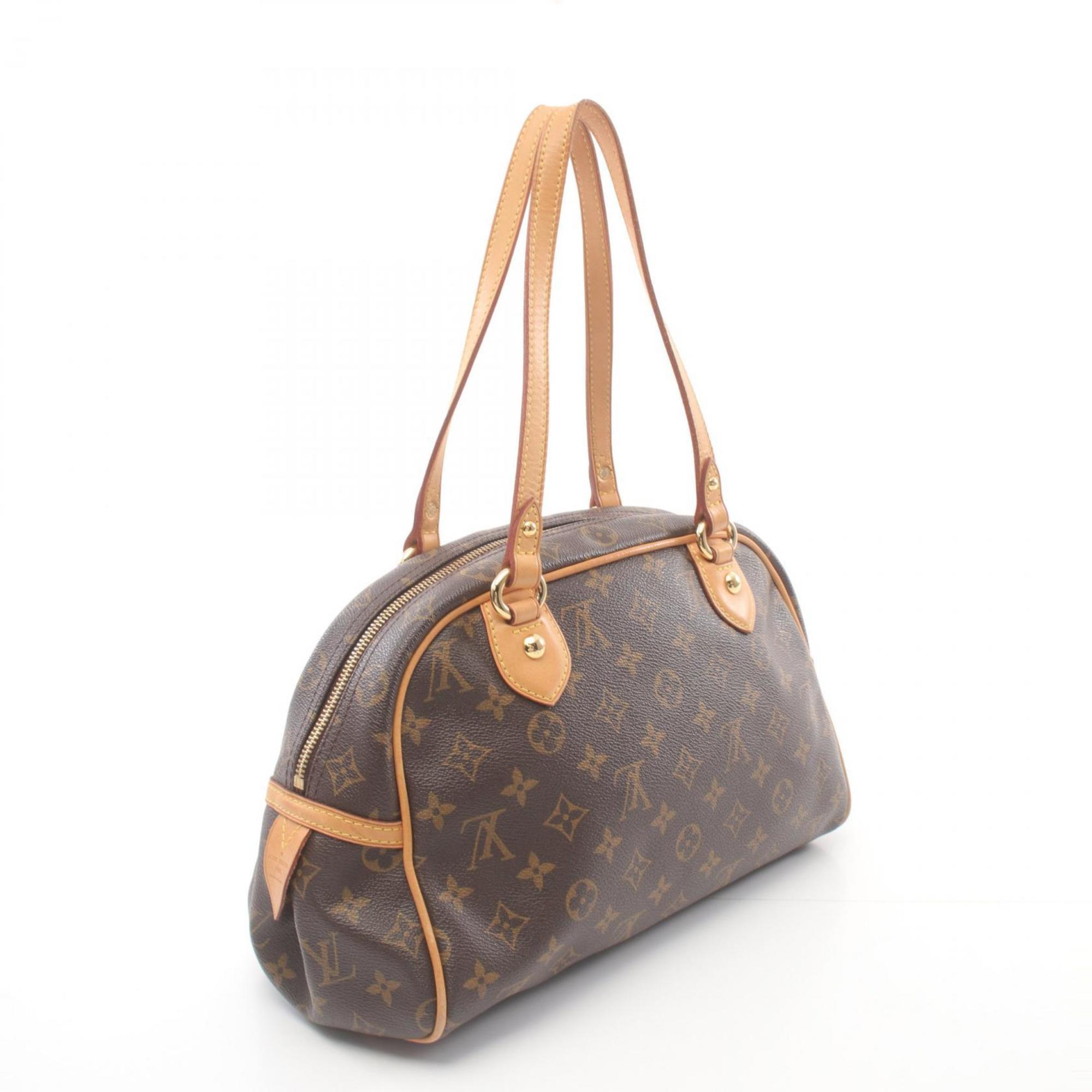 Louis Vuitton Montorgueil PM Shoulder Bag, Coated Canvas, Leather, Monogram, Women's, Brown, M95565