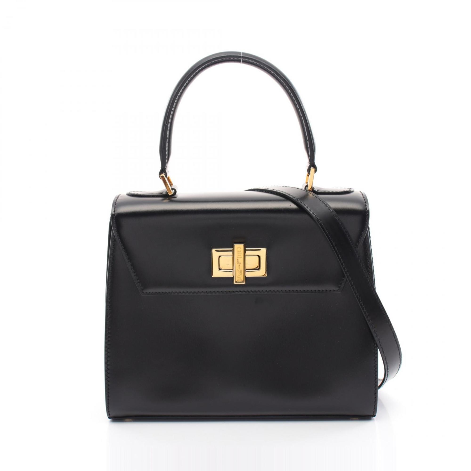 CELINE Shoulder Bag Leather Women's Black