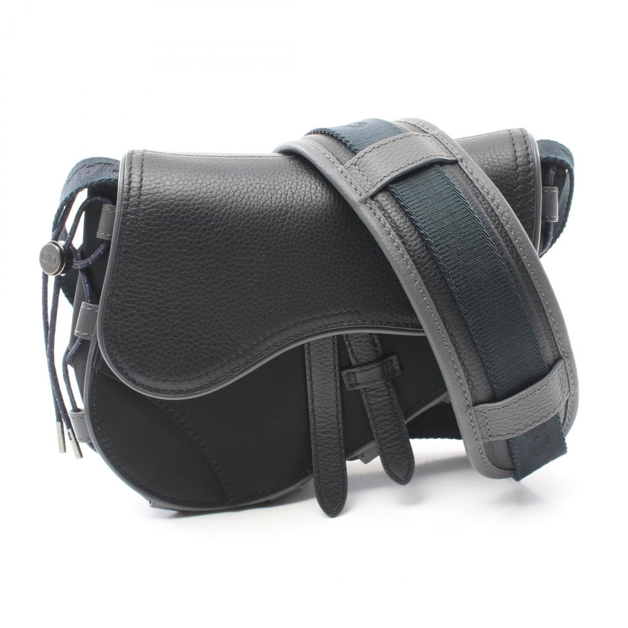 Dior Homme DIOR HOMME x Sacai Saddle Bag Shoulder Leather Technical Fabric Men's Black Grey 1ADCA374USC_H15E