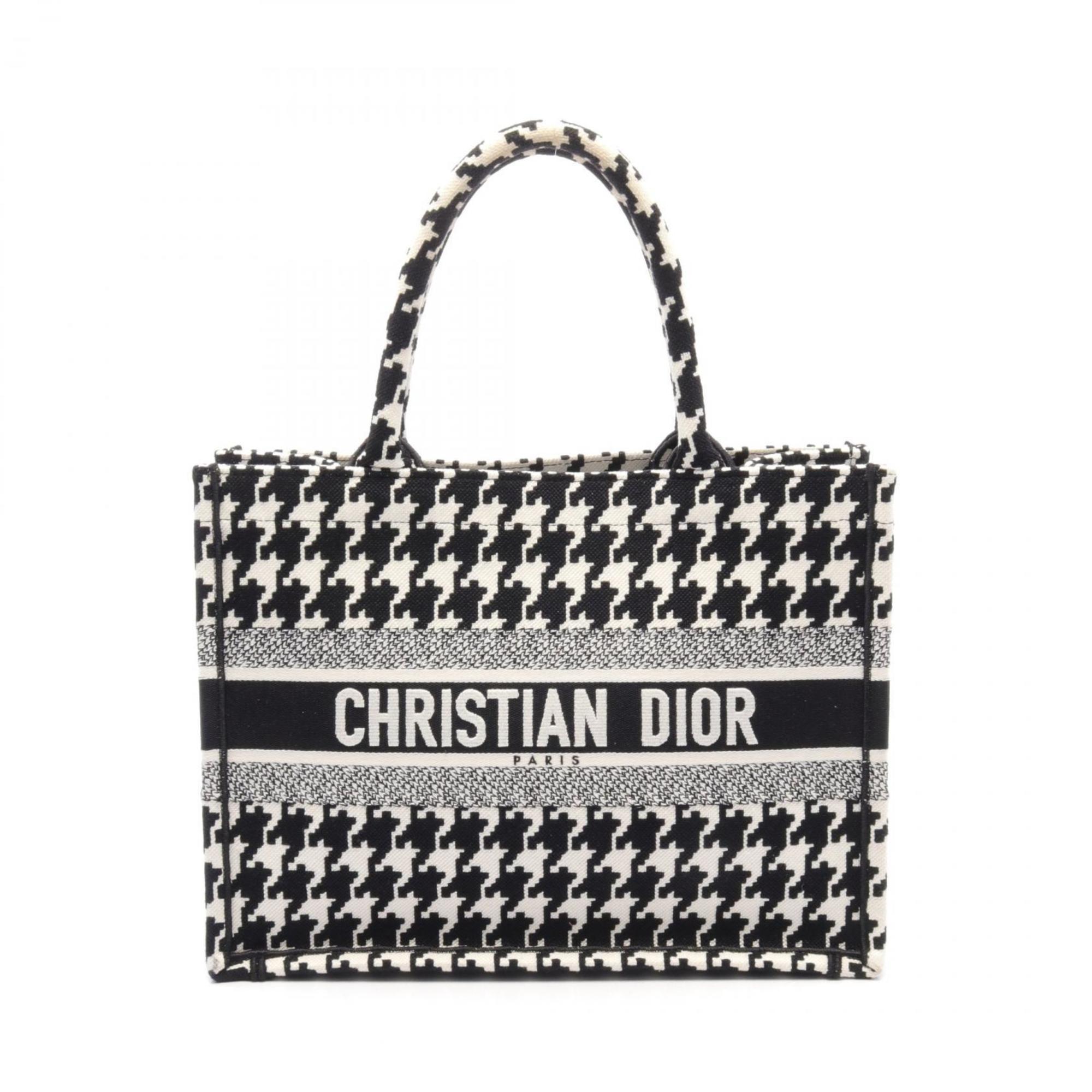 Christian Dior Dior BO TOTE Book Tote Medium Bag Canvas Women's White Black