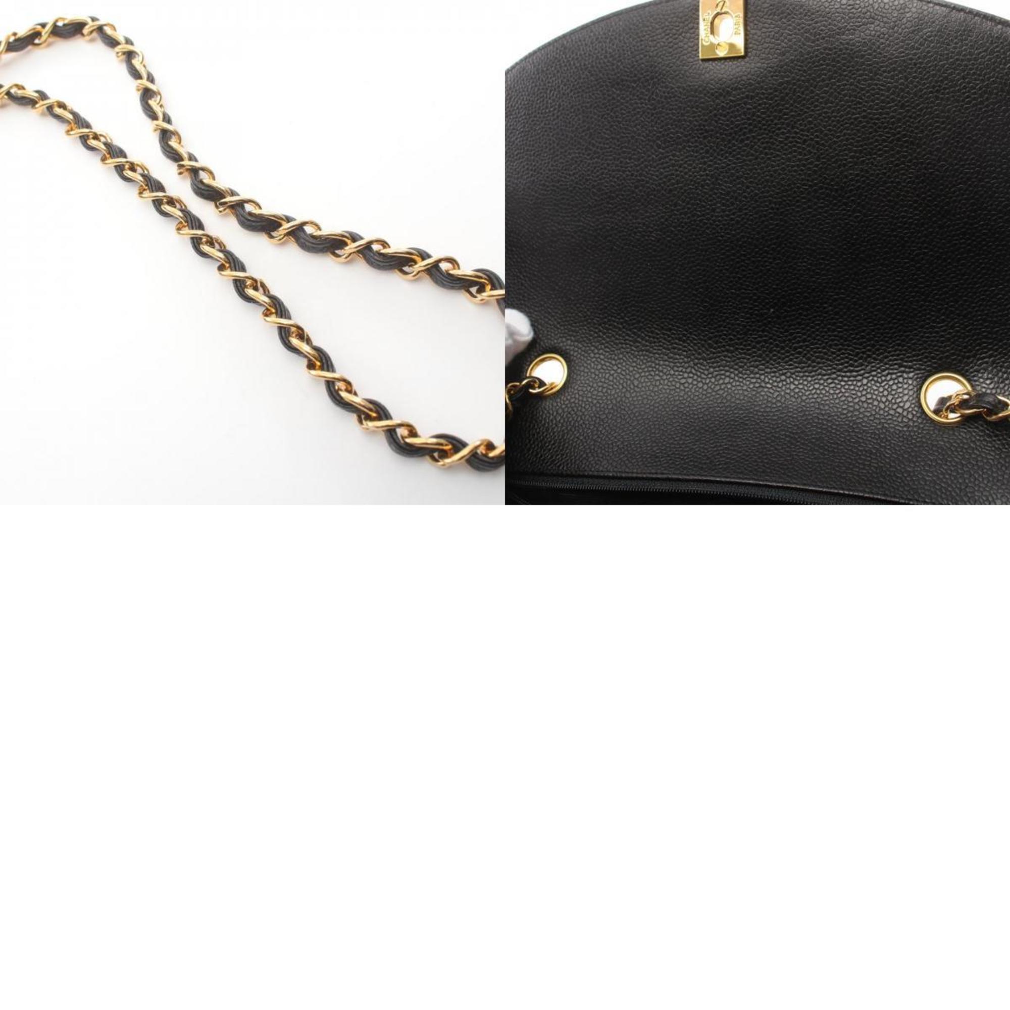 CHANEL Matelasse Diana Flap Shoulder Bag Leather Grained Calfskin Women's Black A01165