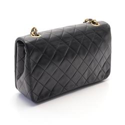 CHANEL Matelasse Full Flap Shoulder Bag, Lambskin, Women's, Black, A03568