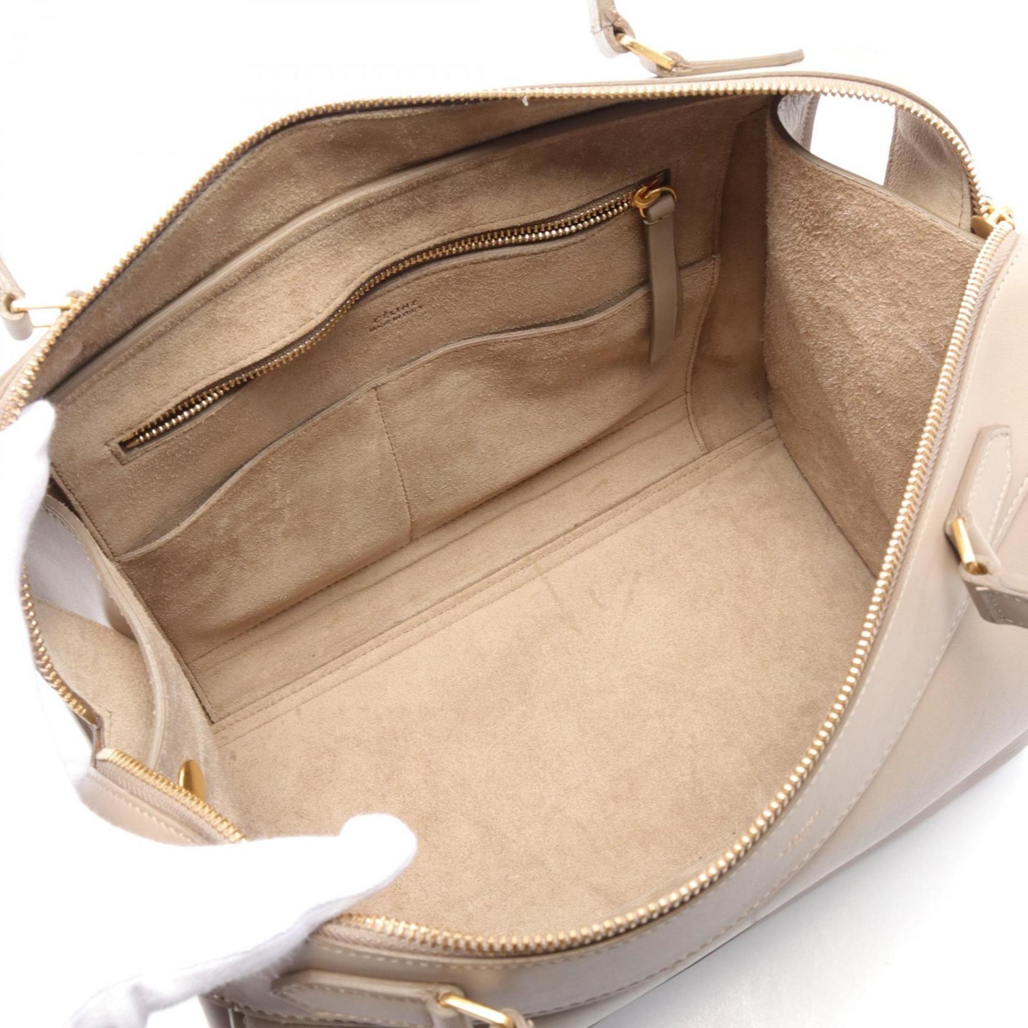 CELINE Ring Small Handbag Bag Leather Women's Beige 176203XXA.18LT