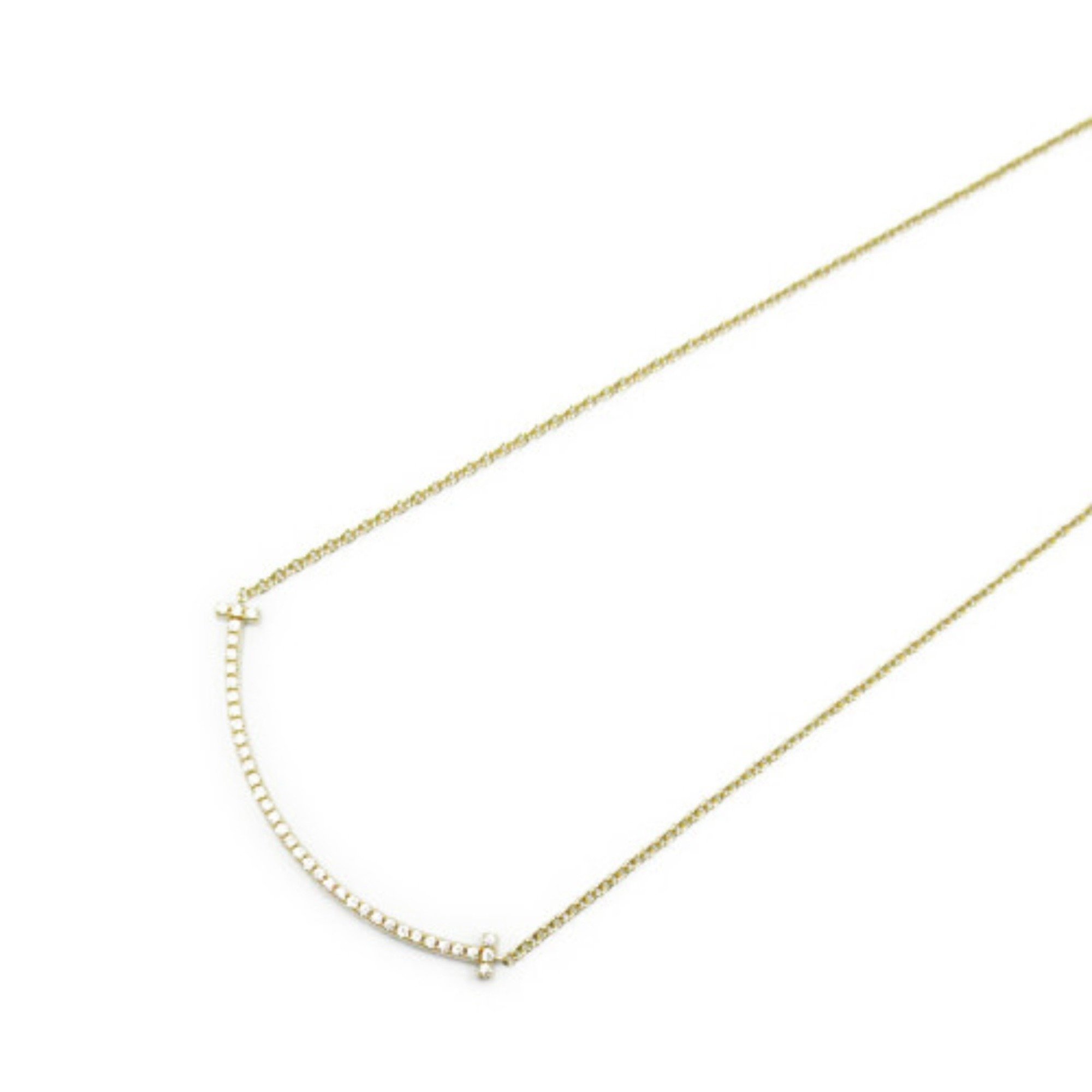 Tiffany & Co. T-Smile Necklace, K18 (yellow gold), diamond, ladies, clear, 63058777