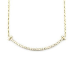 Tiffany & Co. T-Smile Necklace, K18 (yellow gold), diamond, ladies, clear, 63058777